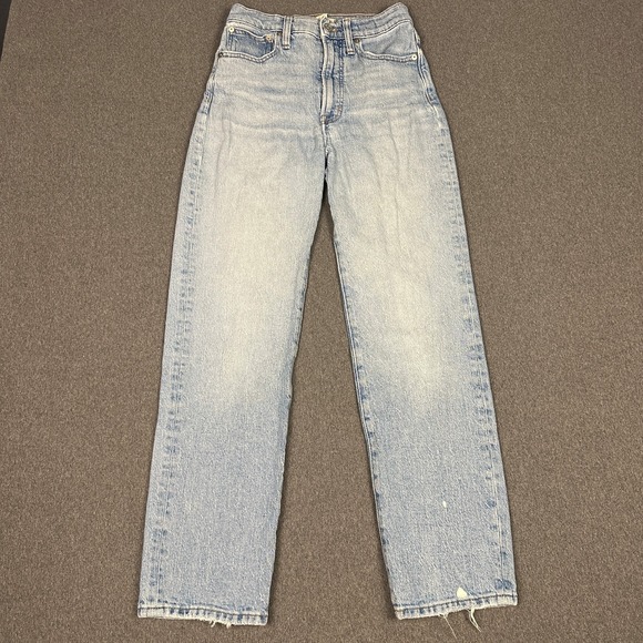 Madewell Denim - Madewell The Perfect Vintage Straight Jean Light Wash Raw Hem Women's 24